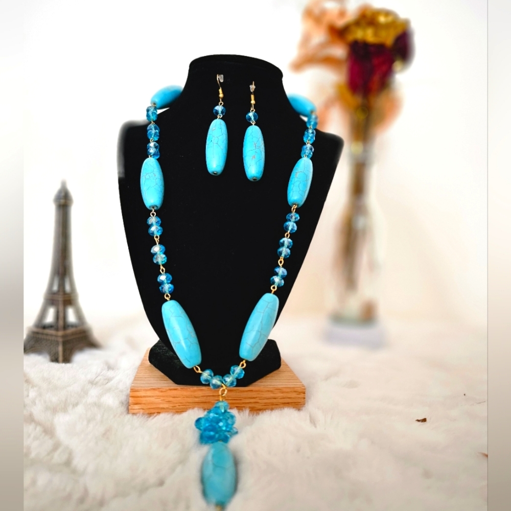 Necklace and her earrings